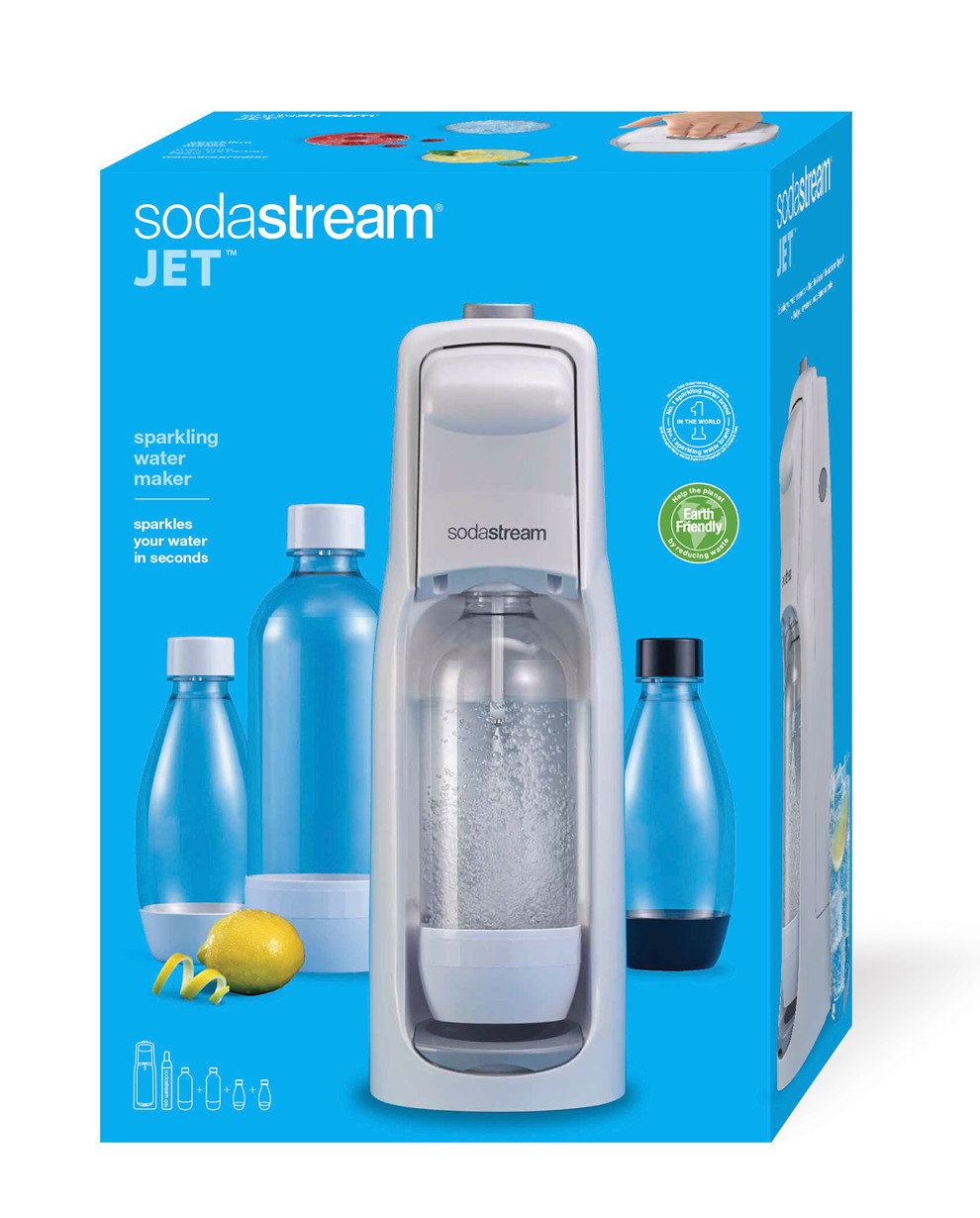 SodaStream Gasatore Jet d'acqua per trasformare l'acqua in acqua frizzante,  include 1 bottiglia da 1 Litro e 1 cilindro di anidride carbonica Co2  alimentare da 425gr, 20 x 20 x 43 centimetri 