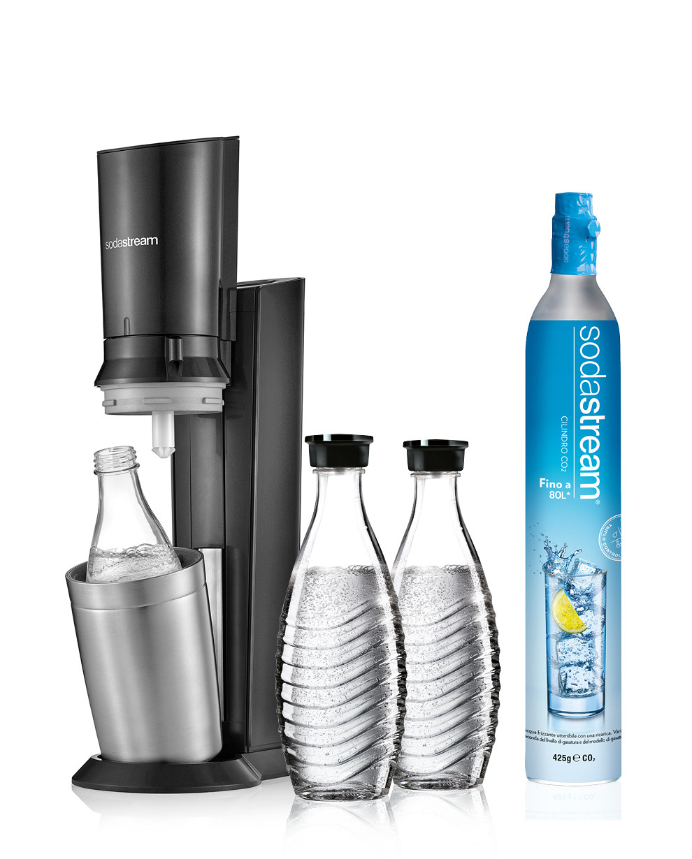 Gasatore SodaStream Crystal Nero e 3 Bottiglie in Vetro