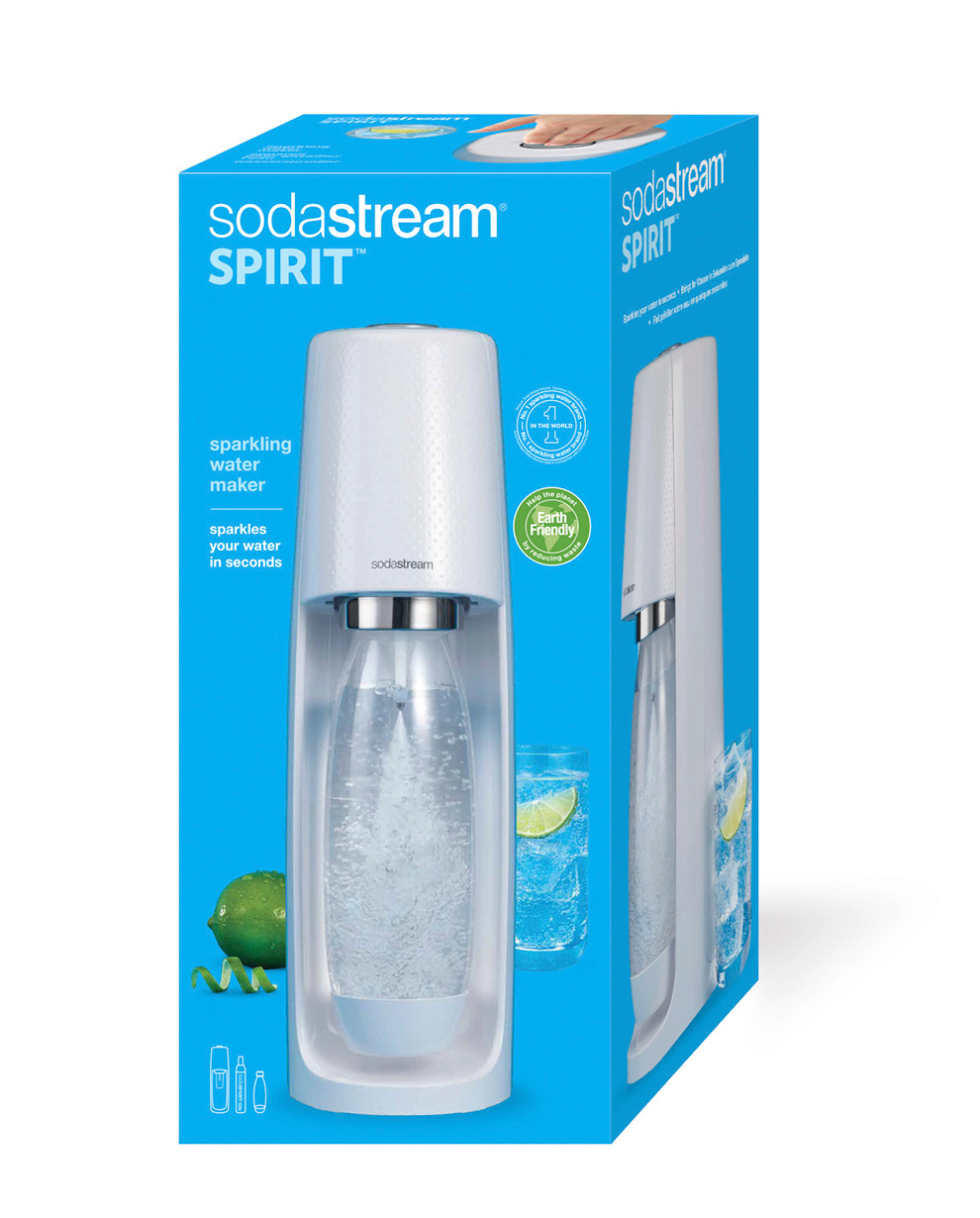 SodaStream Spirit Megapack, Gasatore d'acqua per trasformare l'acqua in  acqua frizzante, incluso 1 cilindro di anidride carbonica Co2 alimentare da  425gr, 2 bottiglie, una da 1 litro, una da 0,5 litri 