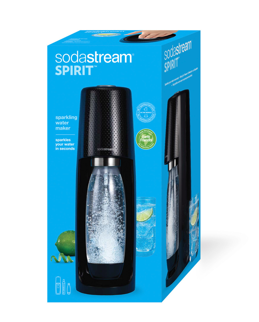 Sodastream Set Spiritnfuse con Macchina per Acqua frizzante e Soda Spirit  Nero, 2 Bottiglie Fuse in Pet 1l e 1 Cilindro di CO2 60 L [Esclusiva ]