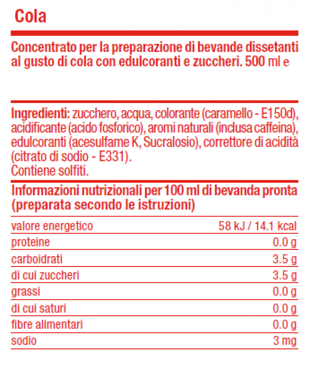 Concentrato Gusto Cola per Bevande